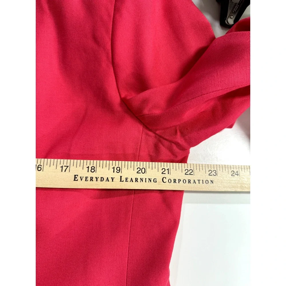 VTG Christian Dior Pink Jacket Blazer Sz 14 One Button Pockets Shoulder Pads